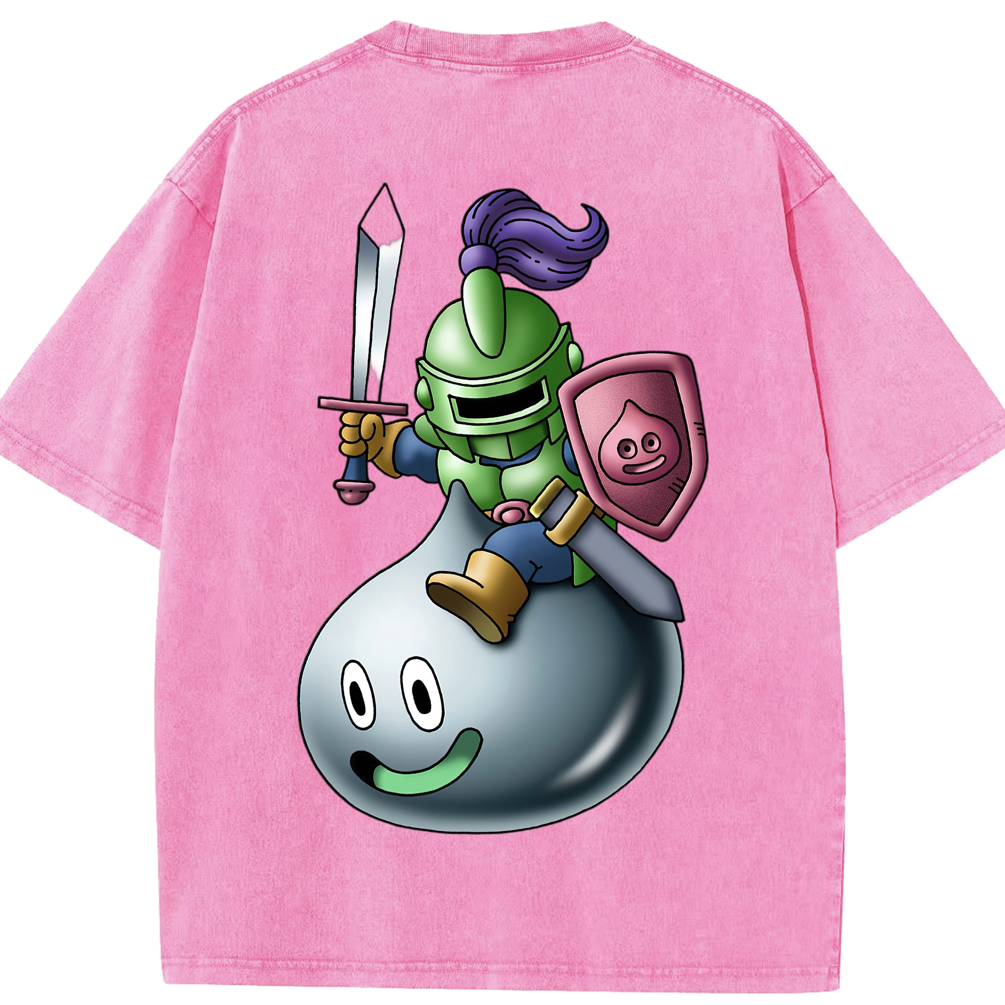 （画像用） ドラゴンクエスト Doragon Kuesuto Dragon Quest 綿100% ヴィンテージ風 半袖Tシャツ（背面プリント）